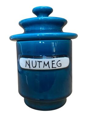 Raymor Bitossi Vintage MCM 1960s Blue Spice Jar Nutmeg Italy Mod Kitchen